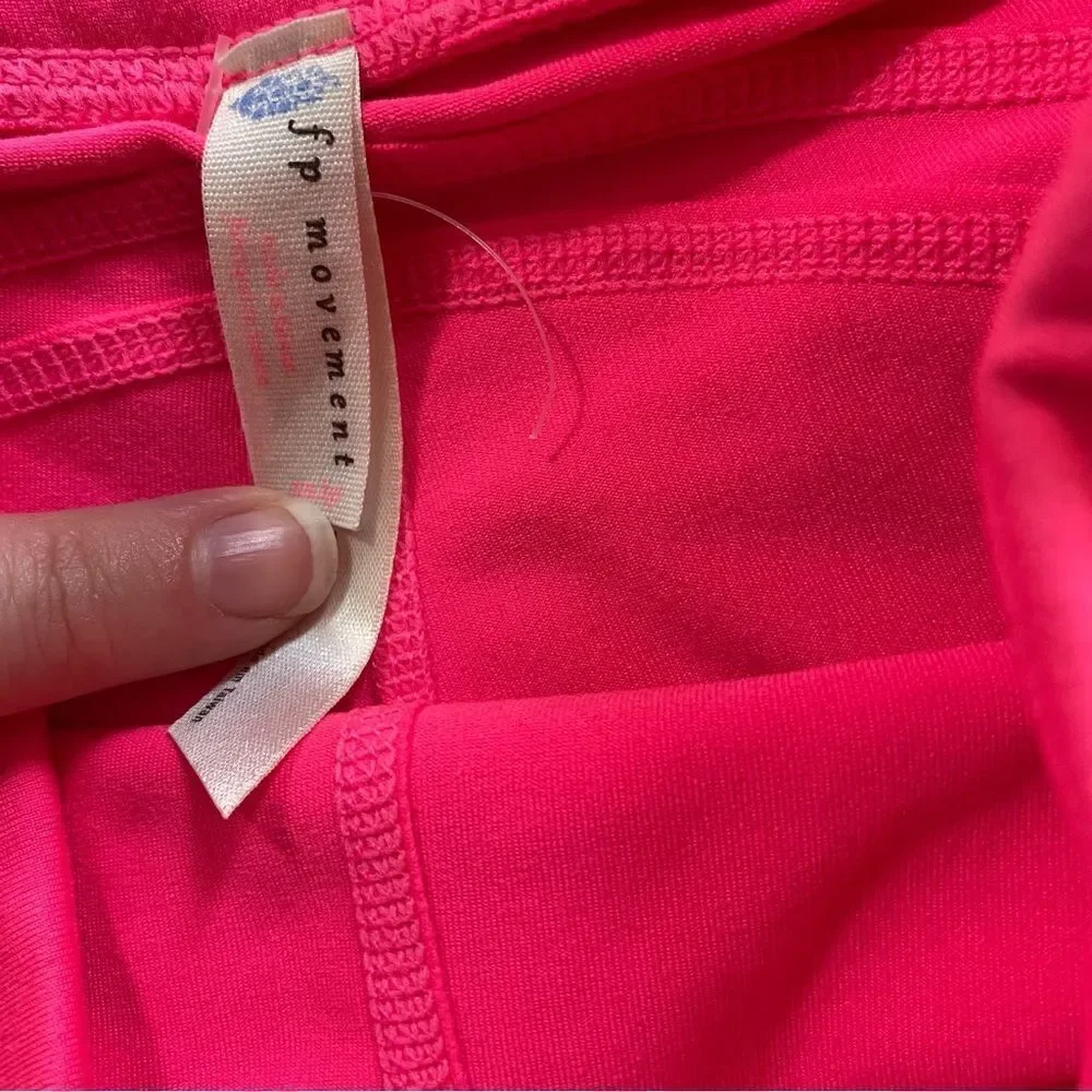 NWOT Free People Movement High Rise Biker Baby Bike Shorts Neon Hot Pink